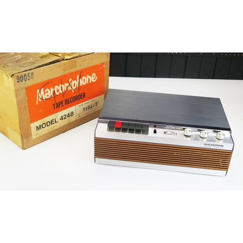 1204 - A Marconi phone Model 4248 four track tape to tape recorder with box, together with a Garrard turnta... 