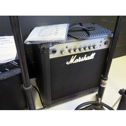 1234 - Marshall MG15CFR, Cheetah 30 Watt Guitar Amplifiers, Leads, Wall hangers, Guitar Stands and Music St... 