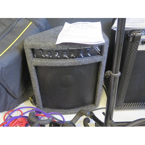 1234 - Marshall MG15CFR, Cheetah 30 Watt Guitar Amplifiers, Leads, Wall hangers, Guitar Stands and Music St... 