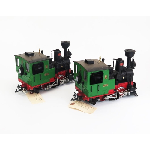 1244 - Pair of LGB Lehmann G Gauge 20212.9 The Big Train Stainz Cab in Green #2 with lights, sound and smok... 