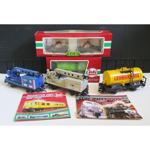 1255 - LGB Lehmann G Gauge Rolling Stock Group including Cranes, Tanks, Cable Trucks - very good to excelle... 