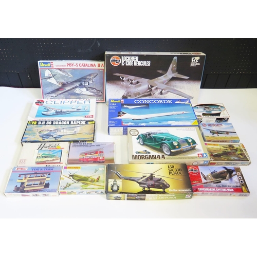 1262 - Airfix, Revell, Matchbox AMT, Tamiya etc. Model Airplanes, Helicopters, Morgan and Trams - unmade, a... 