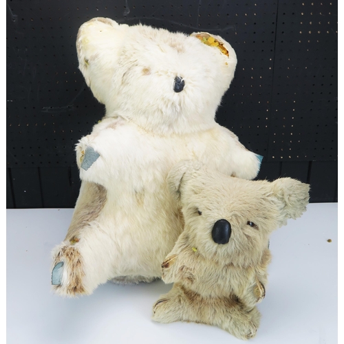 1270 - Two Vintage Koala Plush Toys, tallest 48cm. Brought back from Australia by the Vendor's family in 19... 