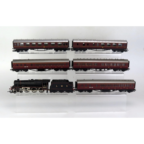 1274 - Hornby OO Gauge R858 LMS Black 4-6-0 Class 5 Tender & Loco with Bachmann & Hornby LMS Maroon Coaches... 