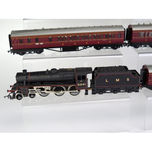 1274 - Hornby OO Gauge R858 LMS Black 4-6-0 Class 5 Tender & Loco with Bachmann & Hornby LMS Maroon Coaches... 