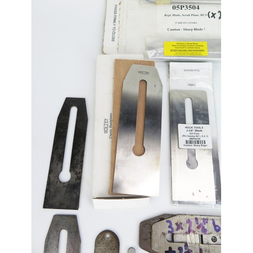 1300 - Collection of Assorted Plane Blades including Holtey, Hock, Stanley USA, Record etc.