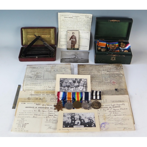 1306 - A World War One group of four to Ply, 13381, Sgt. P. Byrne. R.M.L.I. includes 1914-15 Star, War and ... 