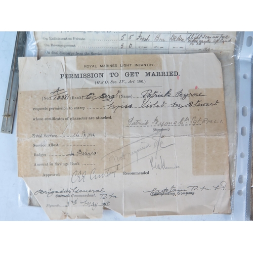 1306 - A World War One group of four to Ply, 13381, Sgt. P. Byrne. R.M.L.I. includes 1914-15 Star, War and ... 