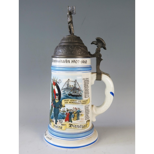 1321 - An early 20th century Imperial German Kriegsmarine stein, for the Torpedoboots_Flottille, Wilhelshav... 