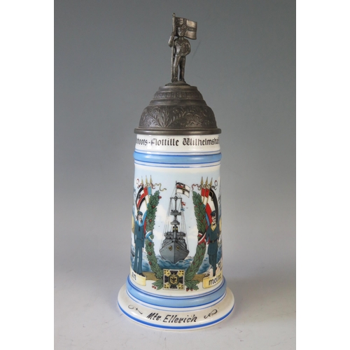 1321 - An early 20th century Imperial German Kriegsmarine stein, for the Torpedoboots_Flottille, Wilhelshav... 