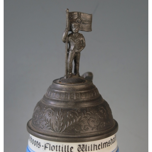 1321 - An early 20th century Imperial German Kriegsmarine stein, for the Torpedoboots_Flottille, Wilhelshav... 