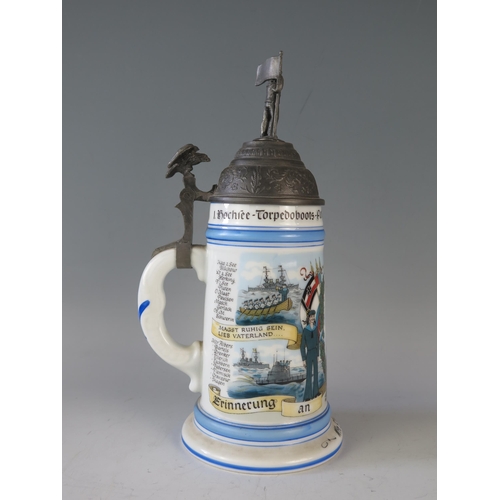 1321 - An early 20th century Imperial German Kriegsmarine stein, for the Torpedoboots_Flottille, Wilhelshav... 