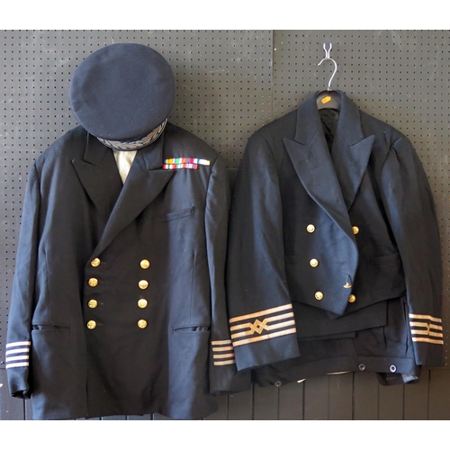 1335 - A Merchant Navy officer's uniform for the rank of Master, includes jacket two pairs of trousers, mes... 