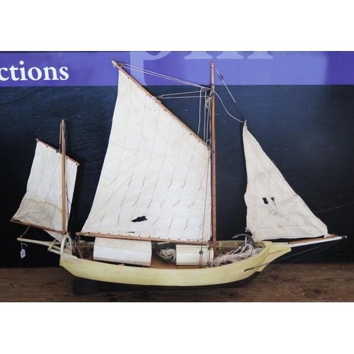 1340 - A model of a twin masted Bostonian fishing boat, 