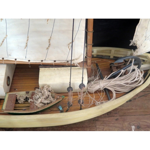 1340 - A model of a twin masted Bostonian fishing boat, 