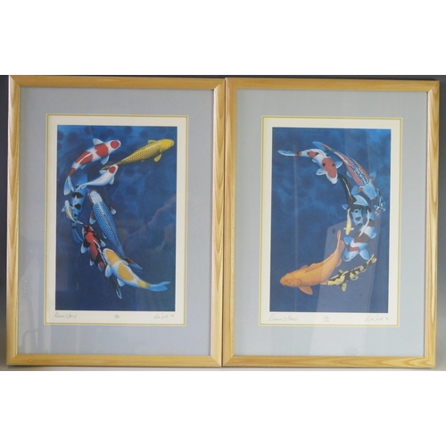 1371 - Keith Siddle, Rotating I and II, a pair of Ltd Edn polychrome prints of Koi carp, , No 102/250, sign... 