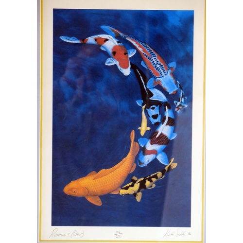 1371 - Keith Siddle, Rotating I and II, a pair of Ltd Edn polychrome prints of Koi carp, , No 102/250, sign... 