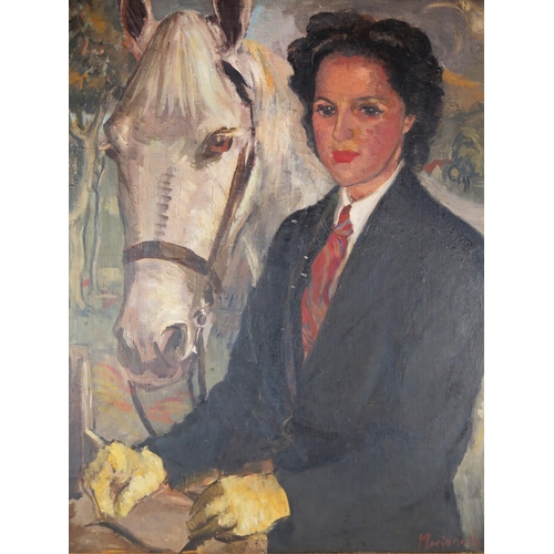 1395 - Marjorie Heath, (1905 - 1994), Lady with her Horse, (according to vendor the setting is Hyde Park an... 