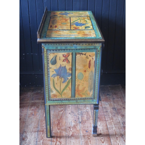 1413 - A decoupage decorated chest of two long drawers, raised on square legs, 86cm wide, 81cm high, 44cm d... 