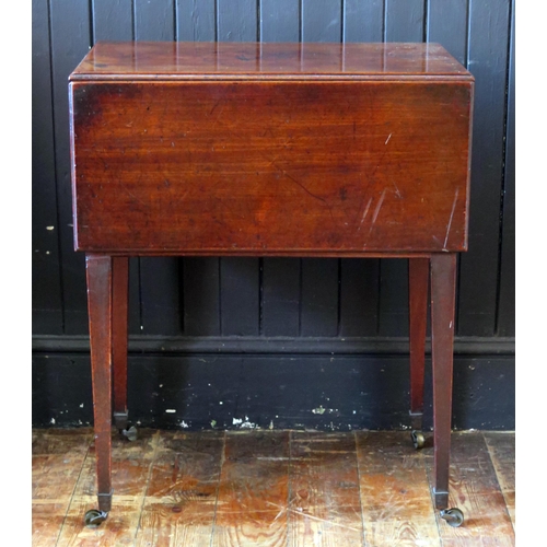 1439 - A 19th Century Mahogany Pembroke Style Sing Lap Table Cupboard with one lap dropping down on brass h... 