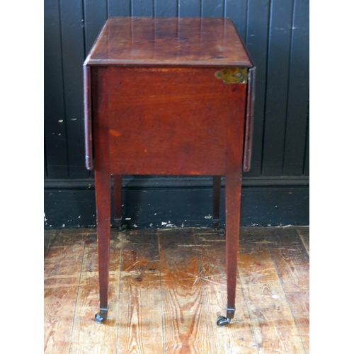 1439 - A 19th Century Mahogany Pembroke Style Sing Lap Table Cupboard with one lap dropping down on brass h... 