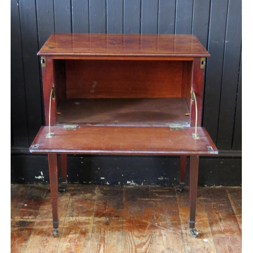 1439 - A 19th Century Mahogany Pembroke Style Sing Lap Table Cupboard with one lap dropping down on brass h... 