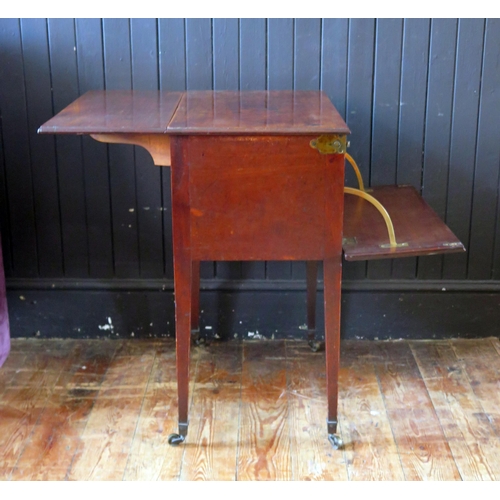 1439 - A 19th Century Mahogany Pembroke Style Sing Lap Table Cupboard with one lap dropping down on brass h... 