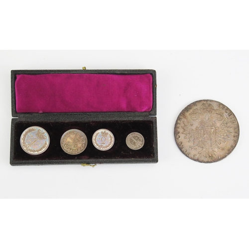 1483 - A Victorian 1867 Boxed Silver Maundy Money Set and a 1780 stamped Thaler