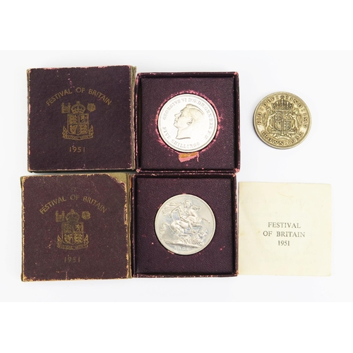 1484 - A George VI 1937 Silver Crown and two boxed 1951 Festival of Britain crowns