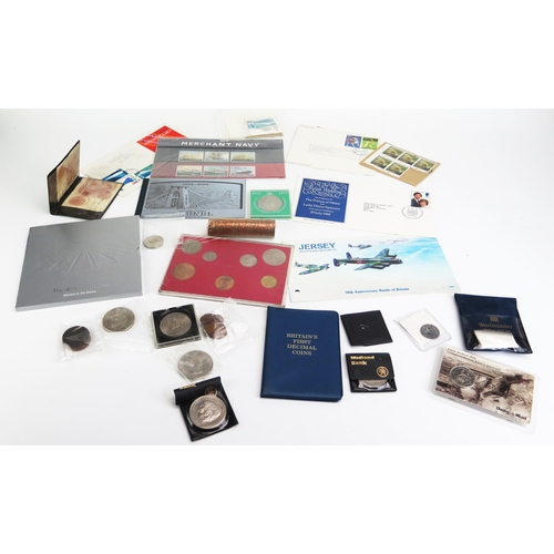 1494 - A Presentation pack £5 Millennium Coin, pre-decimal coin pack, first decimal coin pack, uncirculated... 