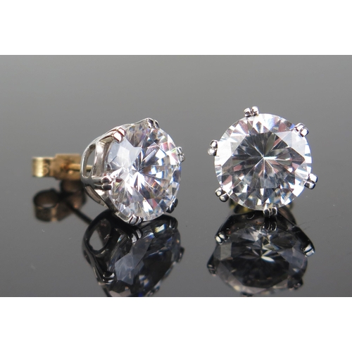 151 - A Pair of 9ct Gold and Cubic Zircona Earrings, 10mm stones, hallmarked, 4.5g