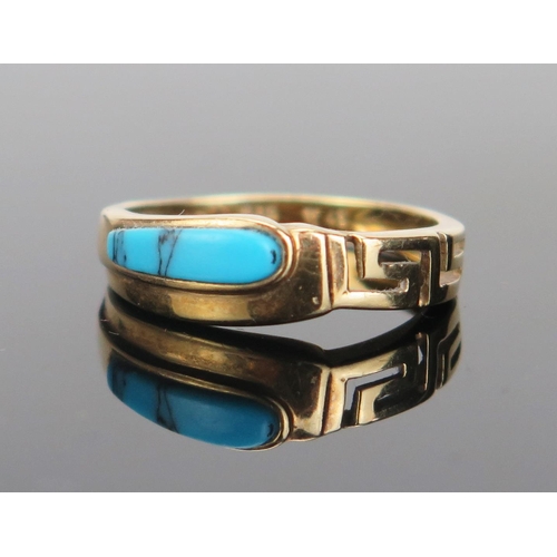 233 - A 14ct Gold and Turquoise Ring, stamped 585, size O.25, 2.7g