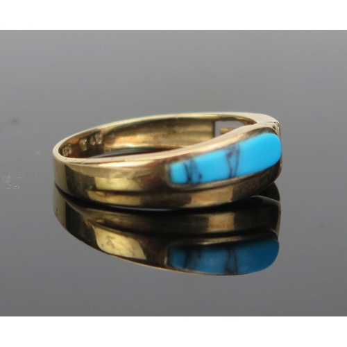 233 - A 14ct Gold and Turquoise Ring, stamped 585, size O.25, 2.7g