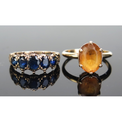 234 - A 9ct Gold and Sapphire Five Stone Ring (hallmarked, size N, 3.15g) and a 9ct gold and paste ring (h... 