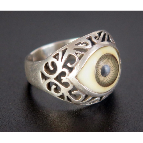 243 - A Sterling Silver Eye Ring,  size S.5