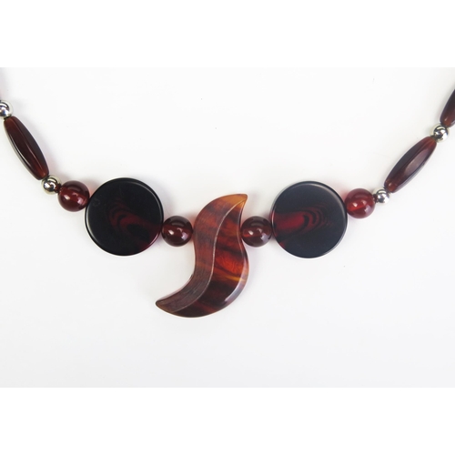 250 - A Jakob Bengel Bauhaus Chromed and Galalith Necklace, Germany c. 1930's