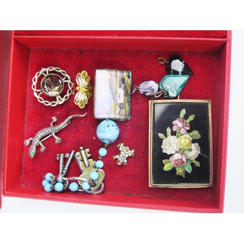 292 - A Jewellery Box and Contents including a 19th century  three 'stone' paste ring in a an unmarked yel... 
