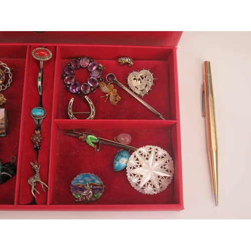 292 - A Jewellery Box and Contents including a 19th century  three 'stone' paste ring in a an unmarked yel... 