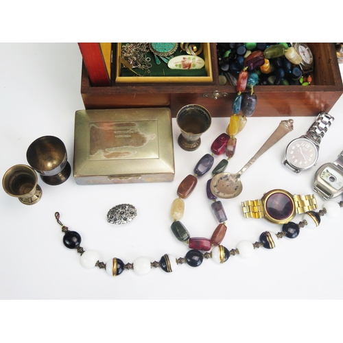 293 - A Silver and Enamel Rose Decorated Brooch, other silver and enamel jewellery, small silver two handl... 