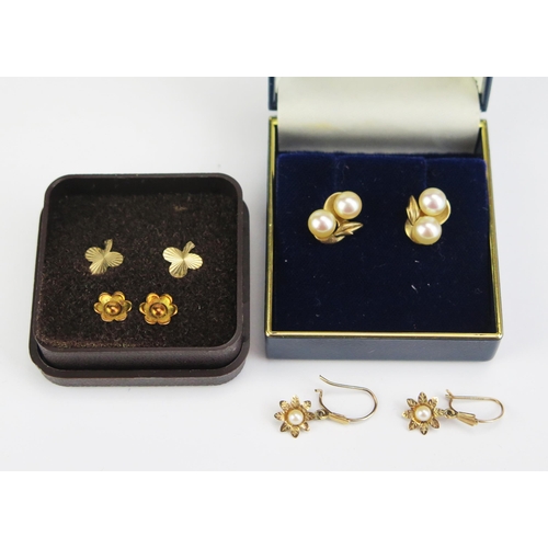 411 - Four Pairs of 9ct Gold Earrings, 5.05g