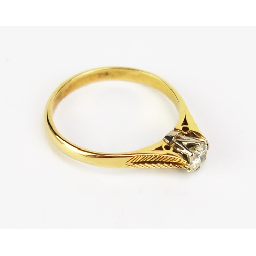 419A - An 18ct Gold and Diamond Solitaire Ring, 4mm stone, size N, hallmarked, 2.59g