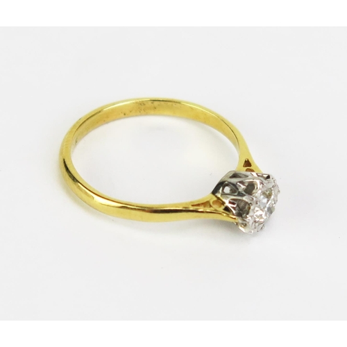425 - An 18ct Gold and Diamond Solitaire Ring, c. 4mm illusion set stone, size N, 2.29g