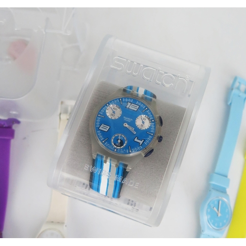 431 - A Selection of SWATCH Watches including Pinusinna Multicolour LK312G, SUYK115-25, GR154 AND four lad... 