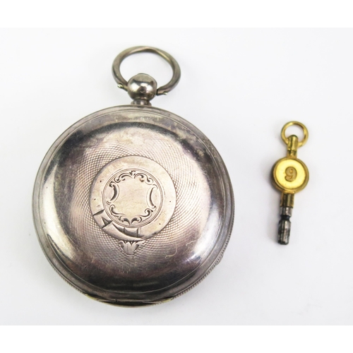 440B - A Victorian Silver Cased Open Dial Fob Watch, Birmingham 1886 53.5mm case, unsigned movement. Runnin... 