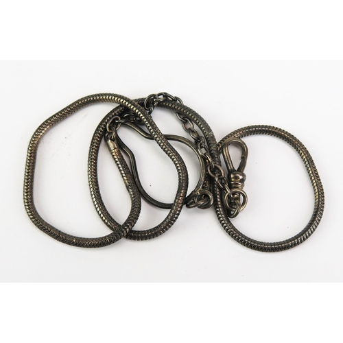 440E - Two Ladies Silver cased Fob Watches and a chain Both need attention