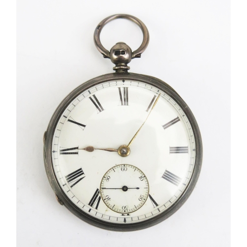 441A - A Victorian Silver Open Dial Pocket Watch, London 1877 49mm case, chain driven movement signed Cetta... 