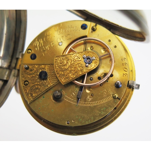 441A - A Victorian Silver Open Dial Pocket Watch, London 1877 49mm case, chain driven movement signed Cetta... 