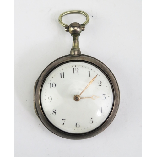 441C - A George IV Silver Pair Cased Pocket watch, London 1826 48mm inner case with a chain driven verge fu... 