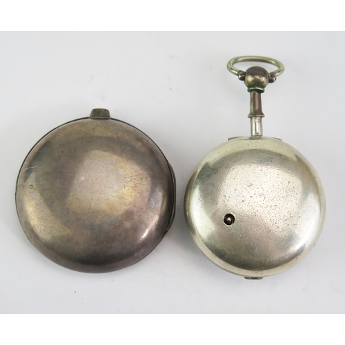 441C - A George IV Silver Pair Cased Pocket watch, London 1826 48mm inner case with a chain driven verge fu... 