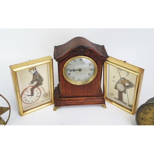447A - A Selection of Gold Plated Wristwatches, oak cased mantle clock and other oddments
